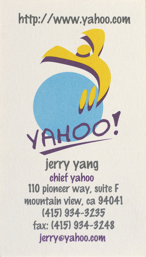 Jerry Yang Business Card [ Chief Yahoo, Yahoo!]