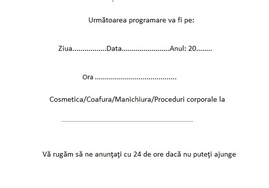 card programare cosmetica