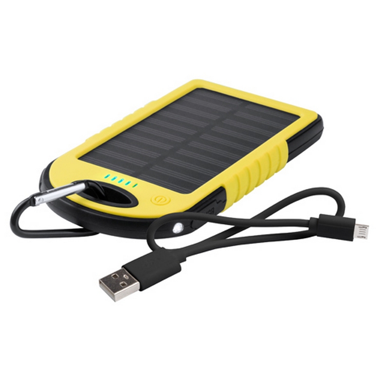 Power Bank cu incarcare solara Lenard galben Power Bank cu incarcare solara Lenard galben