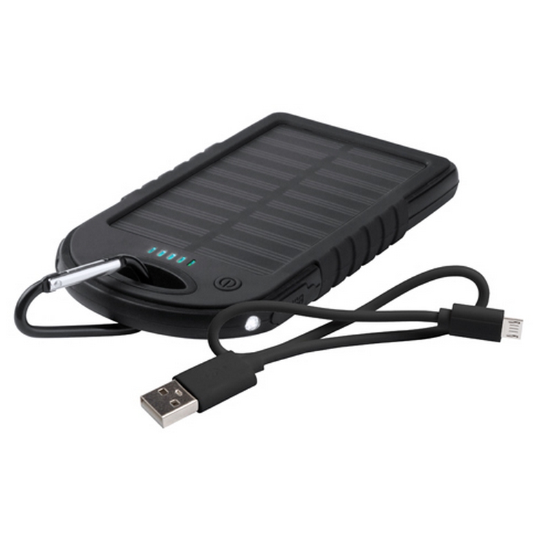 Power Bank cu incarcare solara Lenard negru Power Bank cu incarcare solara Lenard negru