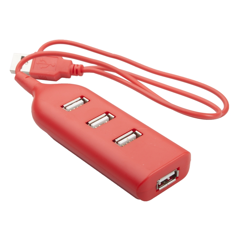 Hub USB din plastic Ohm rosu Hub USB din plastic Ohm rosu