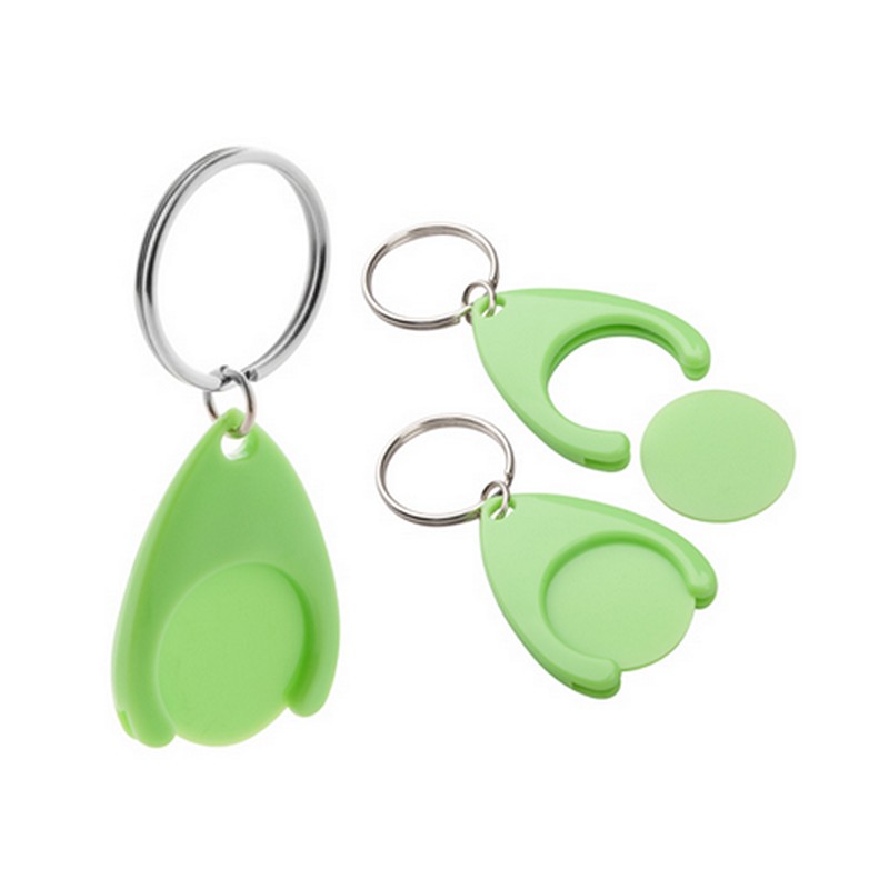 Breloc cu moneda cos cumparaturi Nelly verde Breloc cu moneda cos cumparaturi Nelly verde